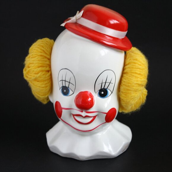 Vintage clown Head Piggy Bank Kids room decor Halloween creepy clown scary clown - Picture 1 of 5